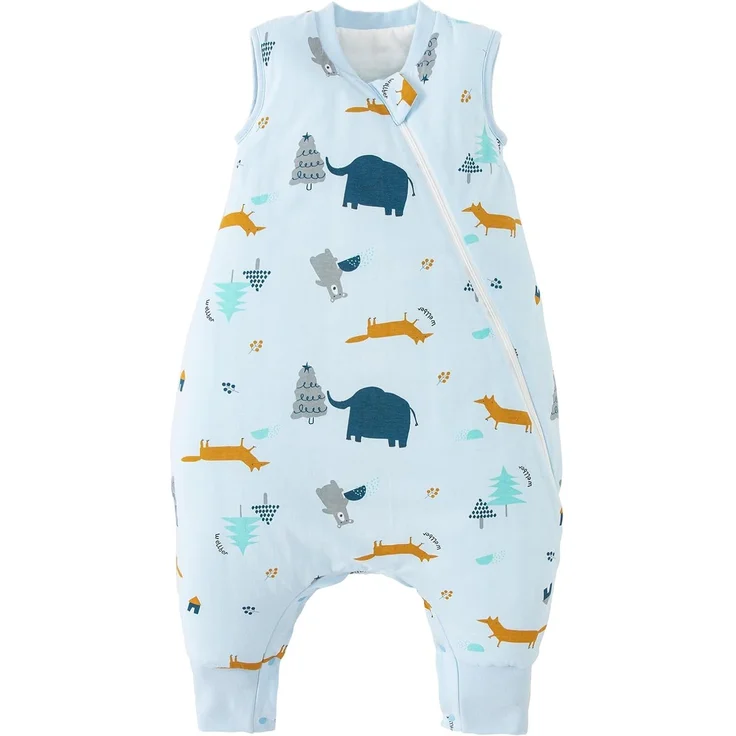 Duomiaomiao Baby Schlafsack, 1x Ganzjahresschlafsack, 1.5tog-elefanten Dschungel, 75cm / Babygröße 80-90cm, 100% Baumwolle – Bild 1