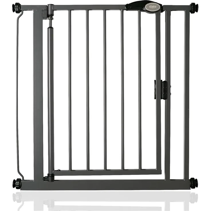 Safetots Druckmontage Selbstschließendes Treppengitter, 75cm - 82cm, Schiefergrau, Automatisch Schließendes Babygitter, Sicherheitsbarriere für Kleinkinder, Einfache Installation