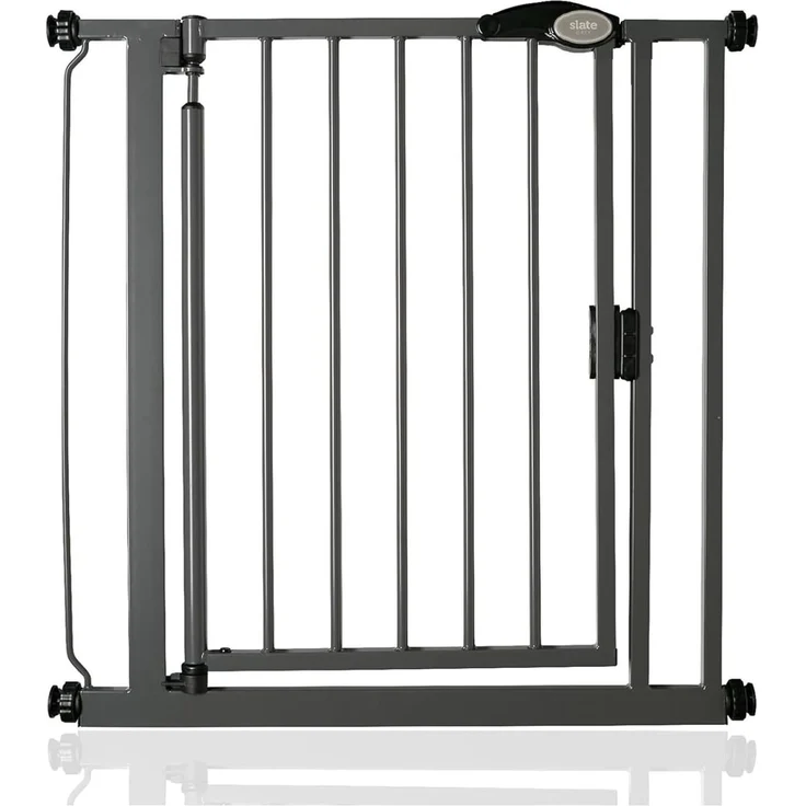 Safetots Druckmontage Selbstschließendes Treppengitter, 75cm - 82cm, Schiefergrau, Automatisch Schließendes Babygitter, Sicherheitsbarriere für Kleinkinder, Einfache Installation