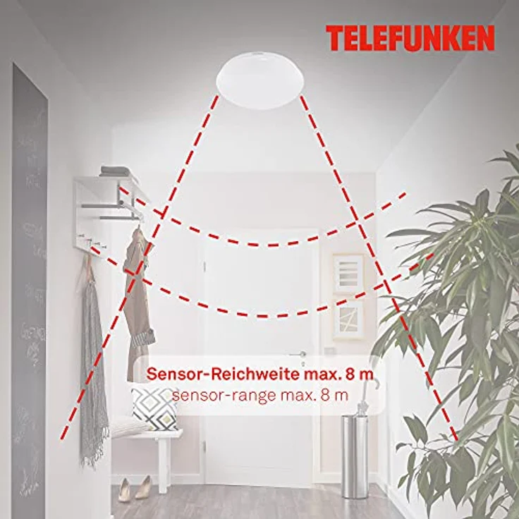 TELEFUNKEN LED Deckenleuchte mit Bewegungssensor und Tageslichtsensor, neutralweiß, 15 Watt, 1500 Lumen, Ø 27,8cm, IP44 – Bild 3