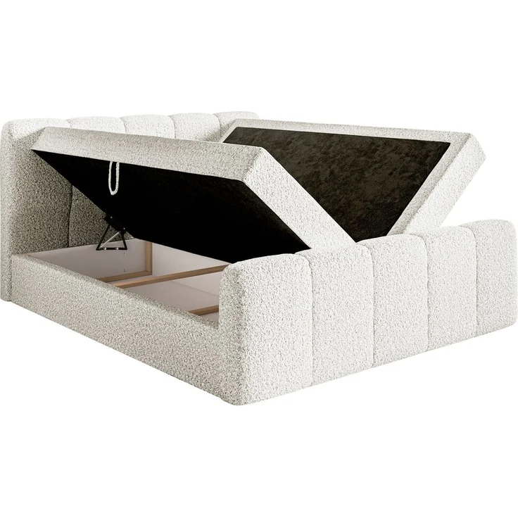 Selsey 'Cloudy II' Boxspringbett mit Bettkästen und Topper Bouclé Creme, 200x200 cm – Bild 4