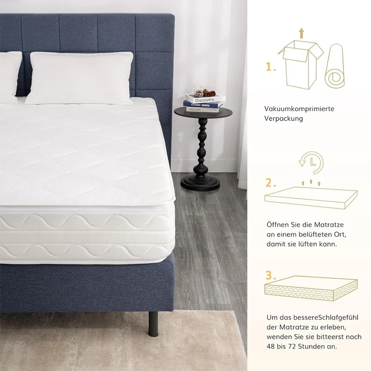 EGO HOME Matratze 180x200 Härtegrad H3 23cm - Ergonomische 7-Zonen Hochwertige Kaltschaummatratze mit waschbarem Bezug, Atmungsaktiv Schaumstoffmatratze Rollmatratze, Öko-Tex Zertifiziert – Bild 6