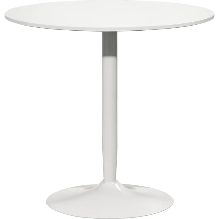 HOMCOM Esstisch 80x80 cm rund Küchentisch für 2 Personen Esszimmertisch mit Stahlbein, Rutschfester Fußauflage Säulentisch moderner Kaffeetisch für Küche, Esszimmer und Wohnzimmer Weiß