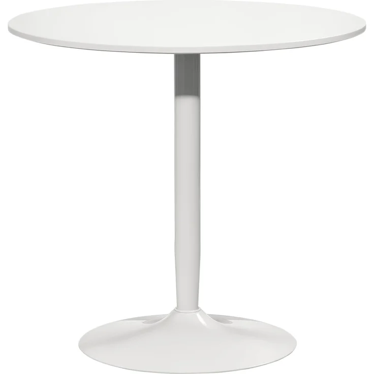 HOMCOM Esstisch 80x80 cm rund Küchentisch für 2 Personen Esszimmertisch mit Stahlbein, Rutschfester Fußauflage Säulentisch moderner Kaffeetisch für Küche, Esszimmer und Wohnzimmer Weiß