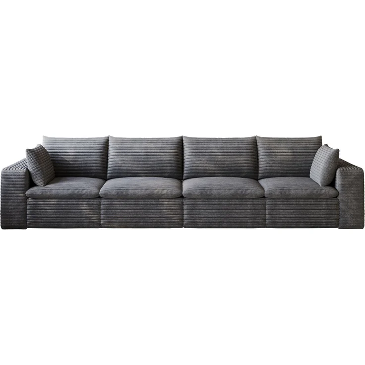 DESVIAE Sofa modular 340x90x60 cm aus Stoff Dunkelgrau mit Schaumstoffpolsterung – Bild 7