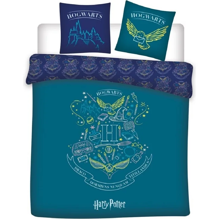 Harry Potter Doppelbettwäsche Set – 1x Deckenbezug 240x220 cm & 2x Kissenbezüge 63x63 cm