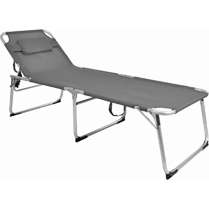 XXL Aluminium Gartenliege grau gepolstert L200xB70cm