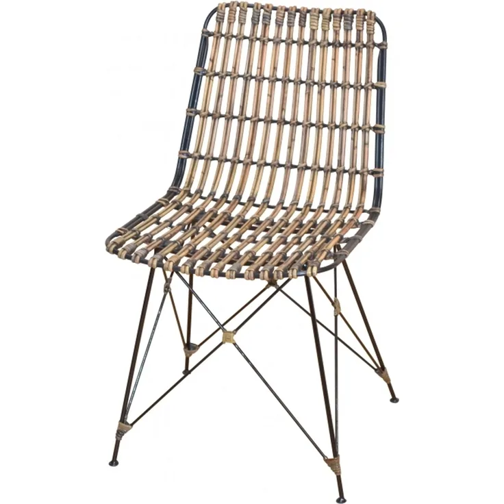 Rattanstuhl "Konrad", schwarz/beige