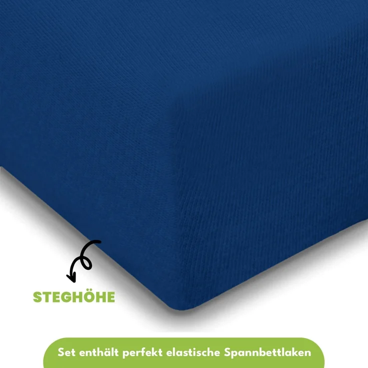 Jersey Spannbettlaken 140-160x200 100% Baumwolle weich bügelfrei komfort Marine – Bild 2