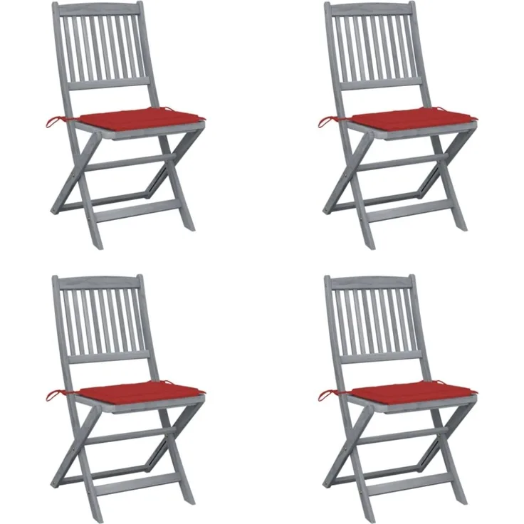 vidaXL Klappbare Gartenstühle 4 Stk. mit Kissen Massivholz Akazie 3064569