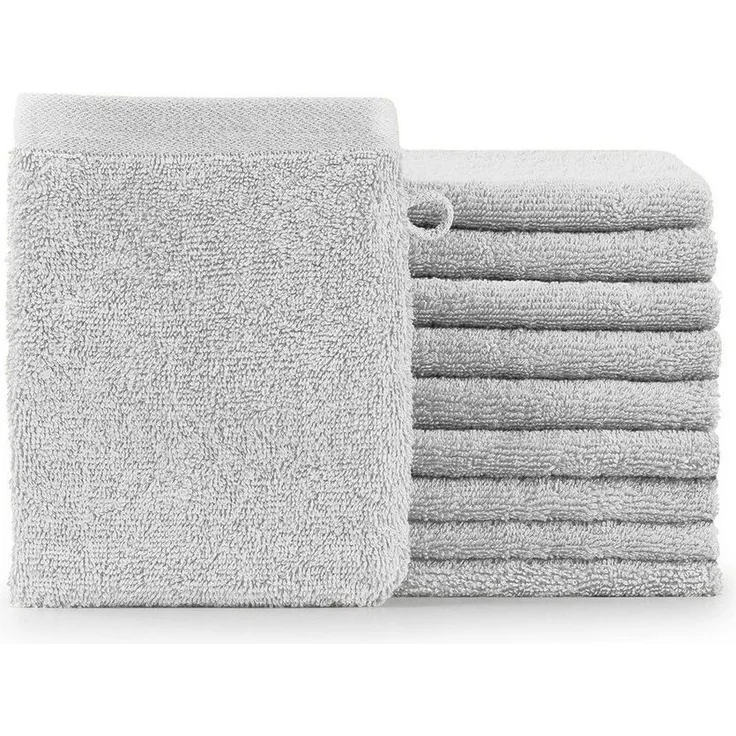 Blumtal Premium Frottier Handtücher Set mit Aufhängschlaufen - Baumwolle Oeko-TEX Zertifiziert, weich, saugstark - 10x Waschlappen (15x20 cm), Weiß
