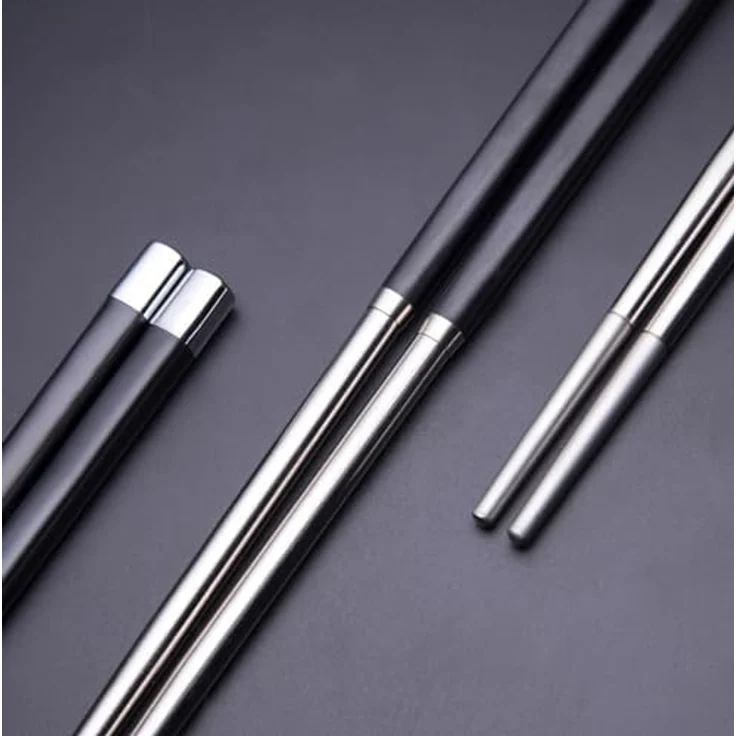 BAYLI Pizzaschneider 5 Paar Chinesische Essstäbchen Set aus Edelstahl, edle Sushi Stäbchen – Bild 6