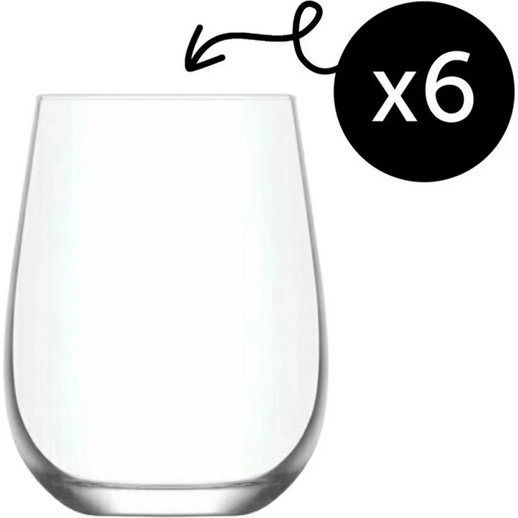LAV Gläser-Set Gaia Softdrinkglas, 6-tlg, Glas, 6er Set, 475ml, mit feinem Rand, ideal für Soft Drinks, Wein, Wasser