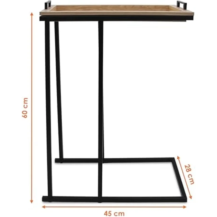 Spetebo Beistelltisch Sofa Beistelltisch in C-Form schwarz mit Tablett Tischplatte (Anzahl, 1-St, Stück), Platzsparend – Bild 3