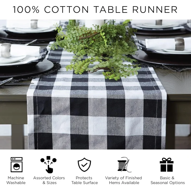 DII Woven Basic Tabletop Collection Chevron Tischläufer, 15 x 72 cm, Schwarz – Bild 7