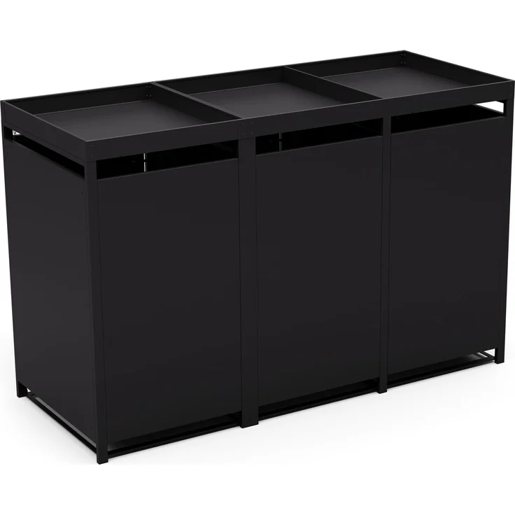 Blumfeldt BinSafe Mülltonnenbox – Wetterfest, Verzinkter Stahl, 3 Türen, Pflanzendach, Für 60L/120L/240L Mülltonnen, Modernes Design, Mülltonnenverkleidung 3 Tonnen – Bild 3