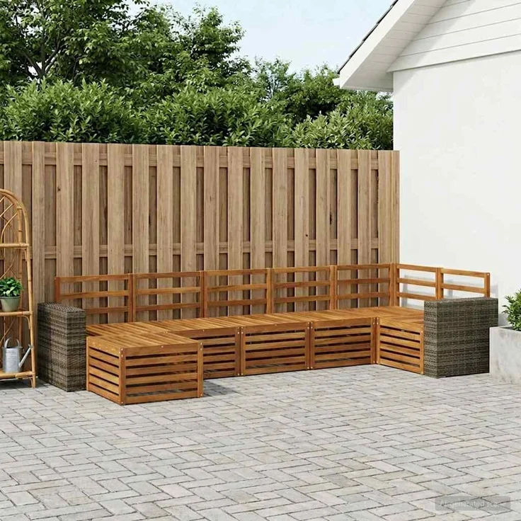 vidaXL Outdoor-Sofagarnitur 7 stk. 6-Sitzer Natur Massivholz Akazie 3384635 – Bild 1