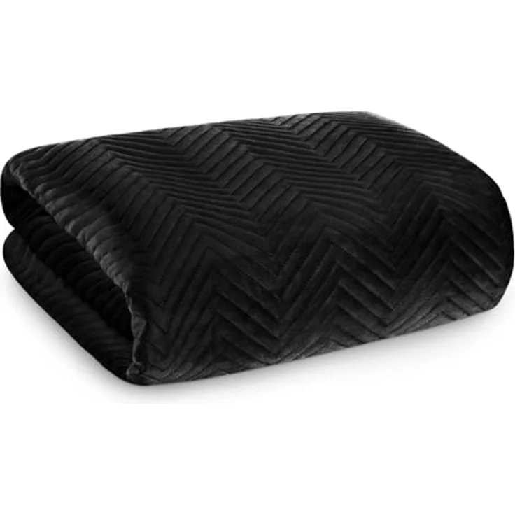 Tagesdecke Velours Samtdecke Gesteppt Steppdecke Klassische Decke SOFIA schwarz 230x260 cm schwarz – Bild 3