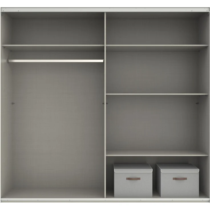 Schwebetürenschrank Kleiderschrank B225 cm extra H236 cm 3-türig Weiß, 1x Spiegeltür – Bild 2