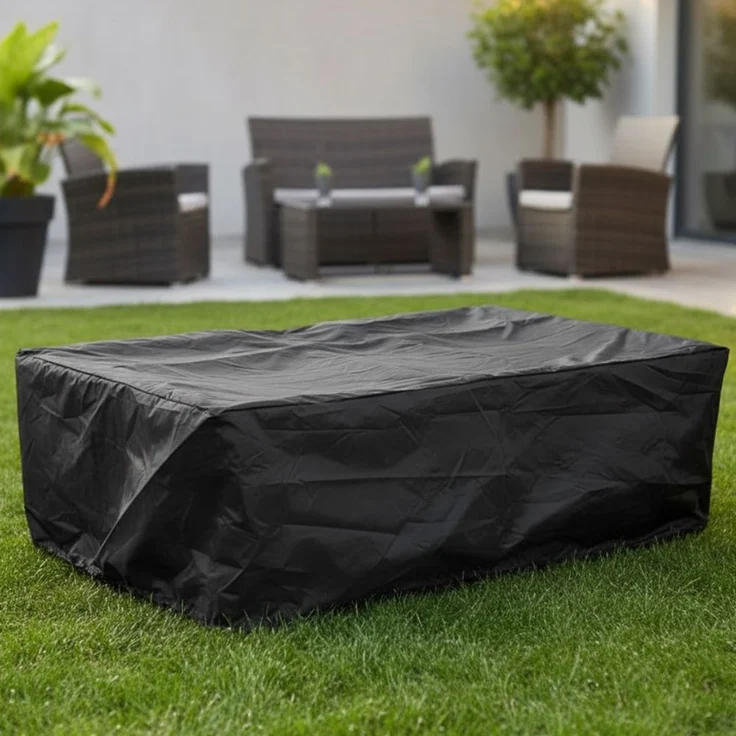 Schutzhülle 132x132x80 Schwarz Gartenmöbel Rattan Abdeckung Plane Haube Wetter – Bild 1