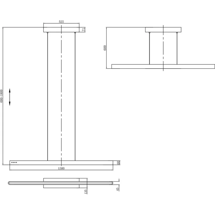LED Pendelleuchte DONEGAL elektrisch höhenverstellbar, Tageslicht, Breite 150cm – Bild 10