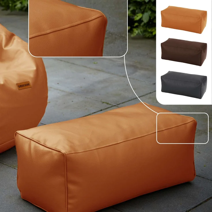 Green Bean® Sitzhocker aus Kunstleder - Pouf mit EPS Perlen Füllung - 70 x 33 x 28cm - perfekte Ergänzung zum Sitzsack - Cognac – Bild 2