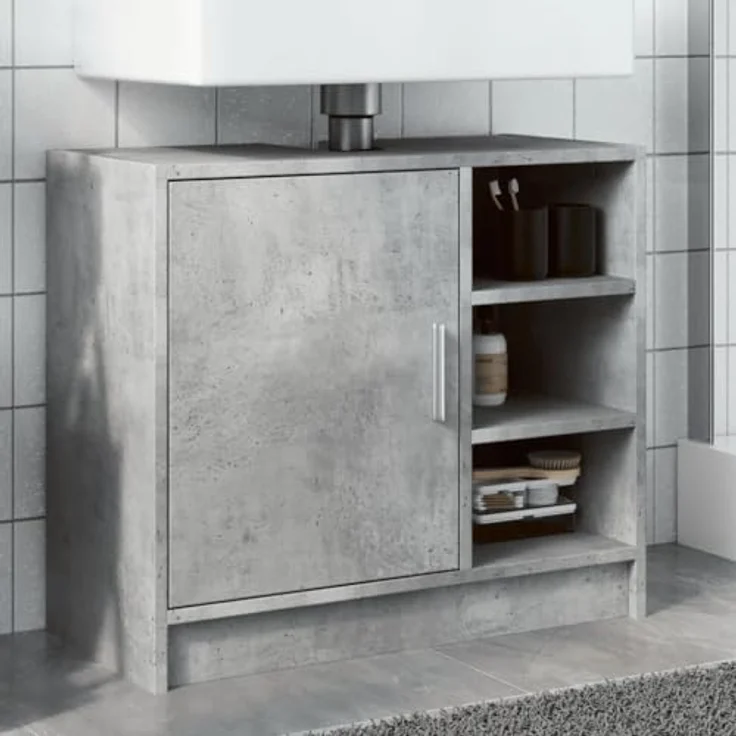 vidaXL Waschbeckenunterschrank Betongrau 63x29x55 cm Holzwerkstoff 848132 – Bild 3