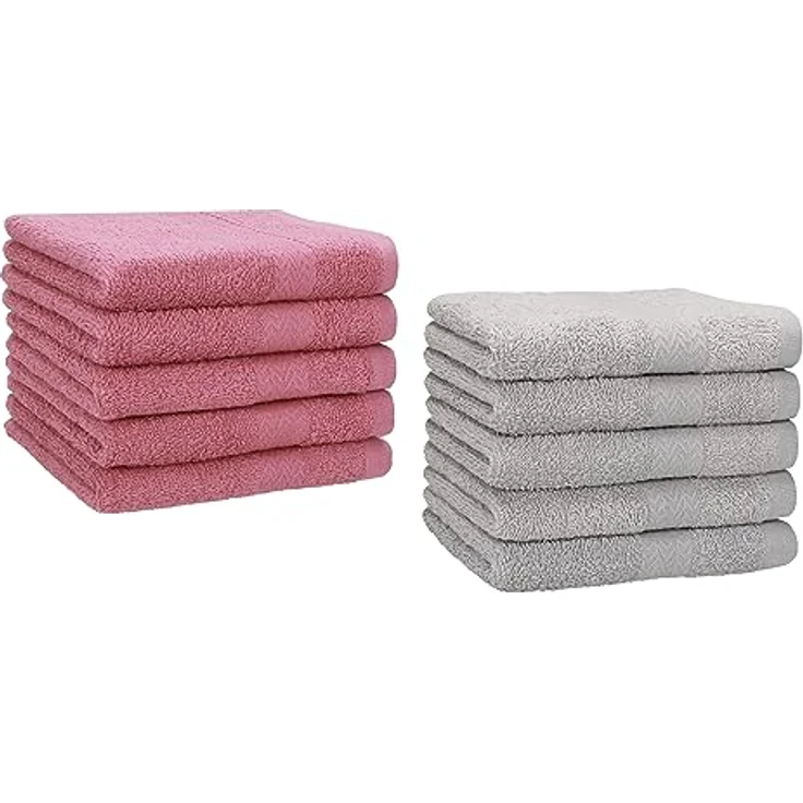 Betz Gästehandtücher 10 Stück Premium Größe 30x50 cm Farbe altrosa und silbergrau, 100% Baumwolle – Bild 2
