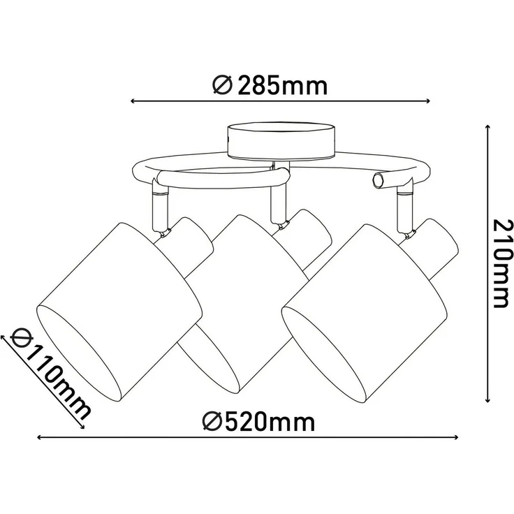 näve Deckenleuchte Maron, ohne Leuchtmittel, 3er Decken-, Wandleuchte, Rondell, Spot, 3xE14 max. 40W, Metall/Textil – Bild 3