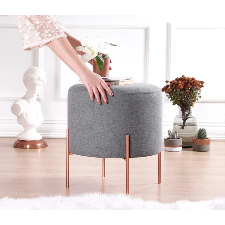 Hanah Home 'Copper 51 - Grey' Pouffe, Grau, 40 x 42 x 40 cm – Bild 4