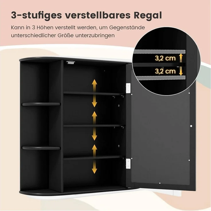 KOMFOTTEU Spiegelschrank Badschrank Hängeschrank,66 x 17 x 63 cm – Bild 3