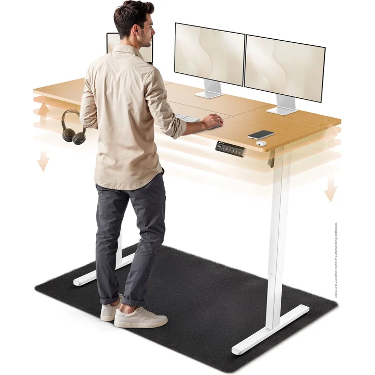 LUTIVO Foxtrot, Höhenverstellbarer Schreibtisch Elektrisch, Memory-Funktion und Kabelmanagement, 140 x 60 cm, Weiß/Holz – Bild 3
