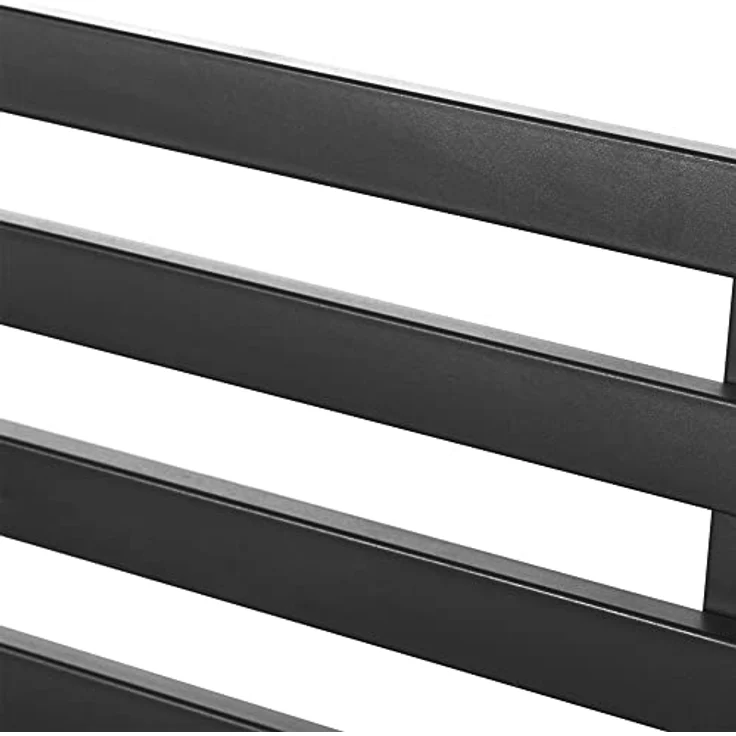 Outsunny Gartenbank Metall, schlichte Lattenoptik, wasserdurchlässig, schwarz, für 2 Personen – Bild 9