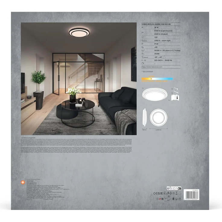 Ledvance LED Deckenleuchte Orbis Berlin Ø 49 cm warmweiß schwarz – Bild 10