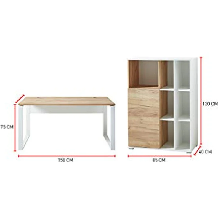 Germania 2-TLG. Büromöbel-Set 8055-513 GW-Lioni, inklusive Schreibtisch und Aktenschrank, im Dekor Weiß/Navarra-Eiche-Nb. – Bild 8