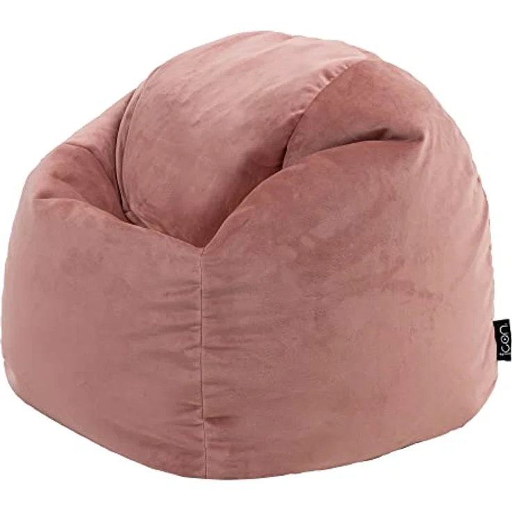 Icon Aurora Sitzsack Kinder, Rosa, Flauschiger Samtstoff, Sitzsack Samt mit Füllung, Bequemer Kinder Sessel, Kuschelsessel, Lese Sessel, Schlafzimmer, Kinderzimmer, Spielzimmer – Bild 1