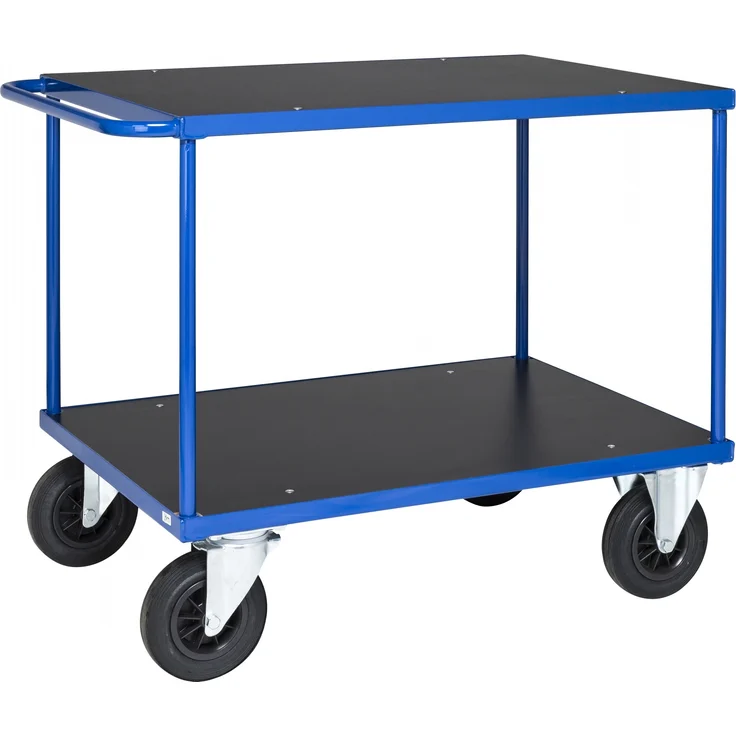 Kongamek Tischwagen in blau 1300x800x870mm mit Schiebegriff, Gummibereifung ohne Bremse