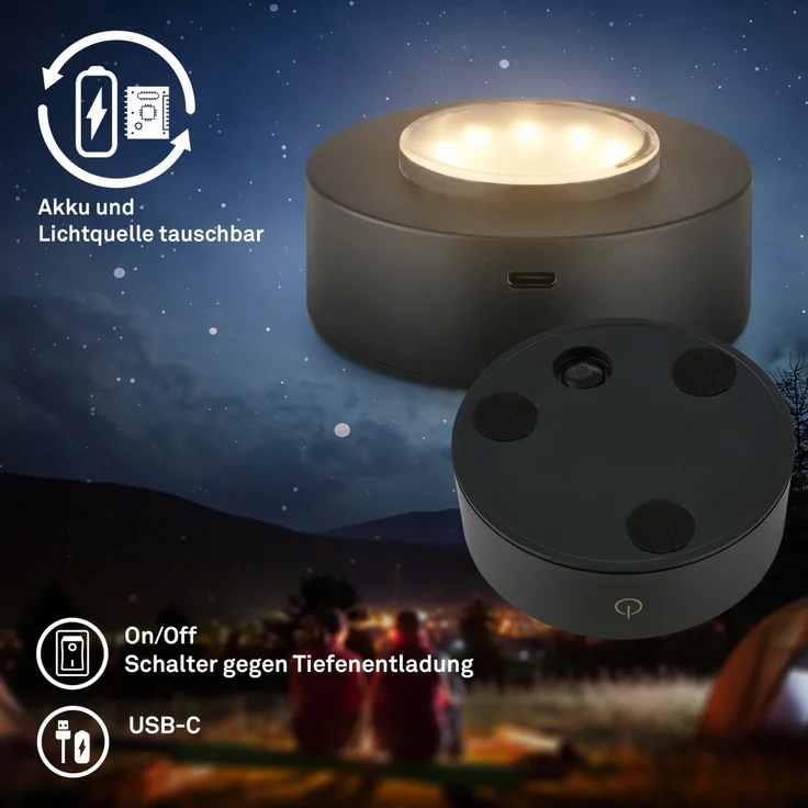 Briloner LED Akku-Tischleuchte Sunora blau 15 cm warmweiß dimmbar – Bild 6