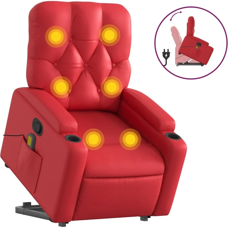 vidaXL Massagesessel mit Aufstehhilfe Rot Kunstleder 3204784 – Bild 1