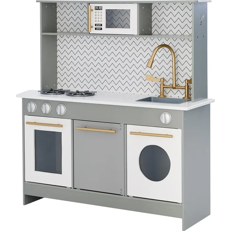 Teamson Kids Grau Kinderküche Spielküche Kinderspielküche Holzküche TD-12681A