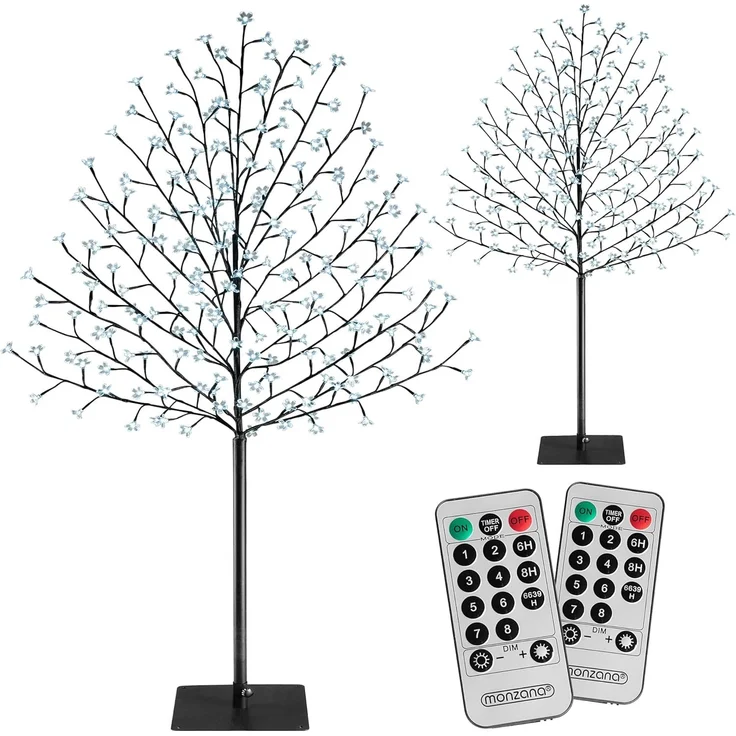 Monzana® Kirschblütenbaum 2er Set 180 cm 200 LED Kaltweiß Außen Innen Künstlich Groß Deko Weihnachten Weihnachtsdeko Kirschbaum Leuchtbaum Lichterbaum