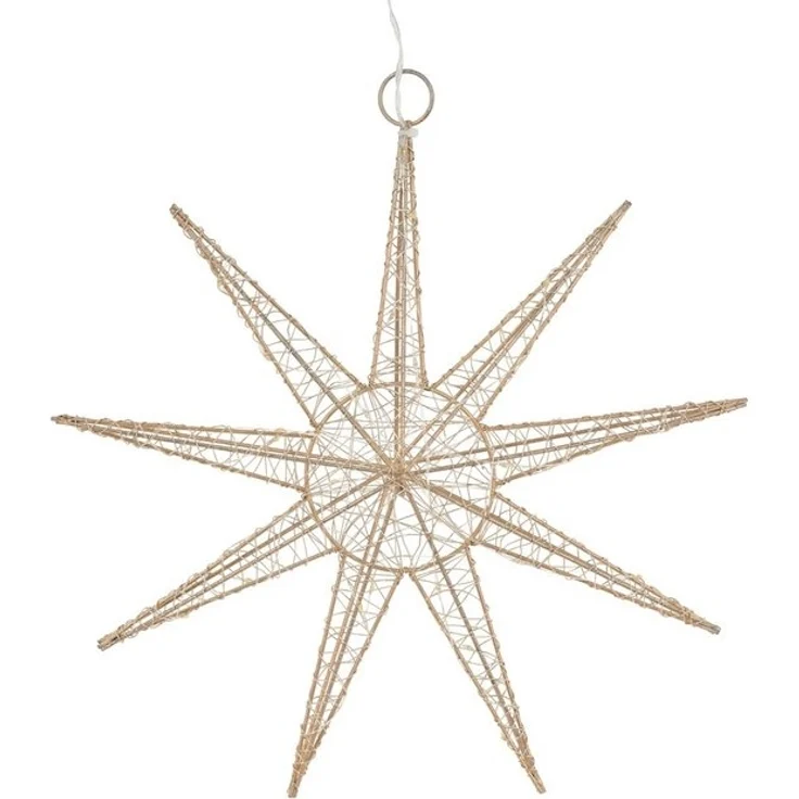 ECD Germany LED Stern Weihnachtsstern Weihnachten Schneeflocke Weihnachtsdeko Fensterdeko, LED 30cm warmweiß Gold batteriebetrieben Metall mit Timer – Bild 4