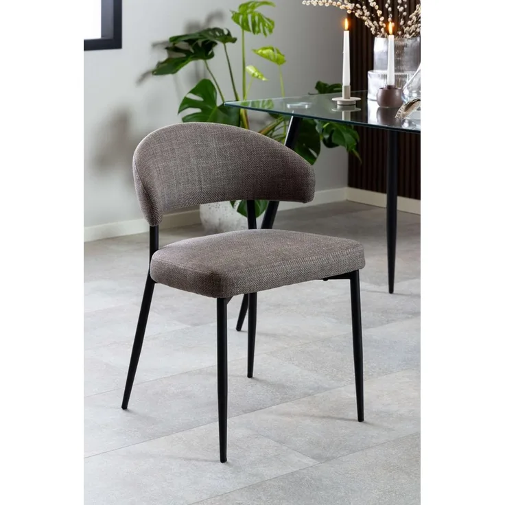 ACTONA GROUP Polsterstuhl (2er-Set) in graubraun, Polyester, Stahl - 56x77x55 (BxHxT) (2er-Set)