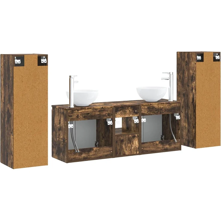 vidaXL Badezimmerschrank-Set 5 stk. Geräucherte Eiche 129 x 35 x 80 cm 3405988 – Bild 7