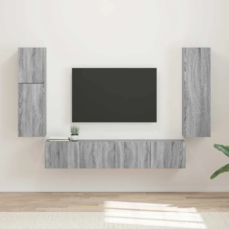 vidaXL TV-Schrankset Wandmontiert 4 pcs Graues Sonoma Holzwerkstoff 3409039