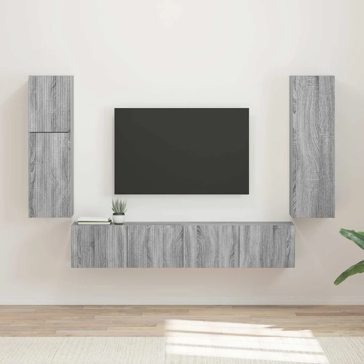 vidaXL TV-Schrankset Wandmontiert 4 pcs Graues Sonoma Holzwerkstoff 3409039 – Bild 1