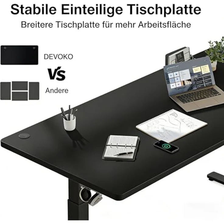 Devoko Höhenverstellbarer Schreibtisch 160x80 cm elektrisch, Höhenverstellung 71-121 cm mit Smart Control, 120 kg Tragkraft, für gesundes Arbeiten – Bild 5