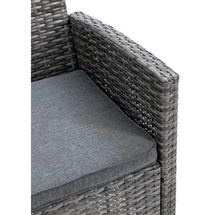 greemotion Polyrattan-Sessel Tessin, Gartensessel mit Kissen, 65 x 90 x 59 cm, Grau – Bild 6