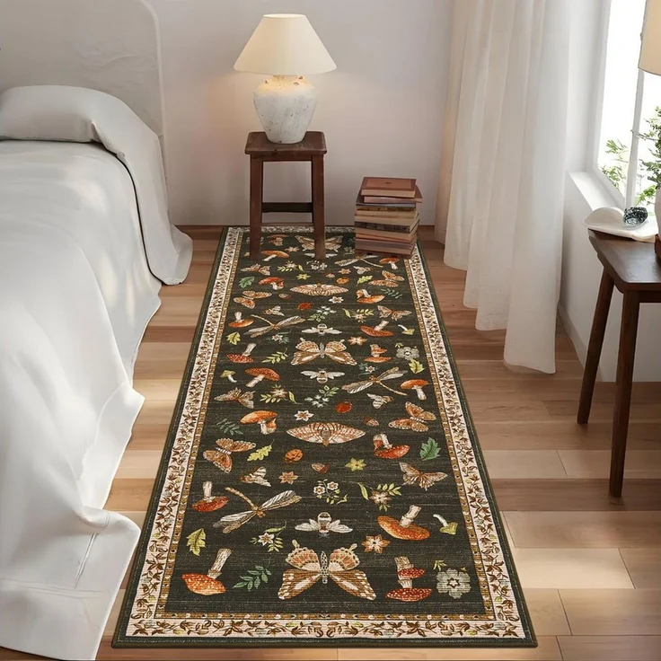 GarveeMore Teppich Cottagecore-Stil, buntes Wald- & Insekten-Muster, weicher Flor, rechteckig, Höhe: 0.6 mm – Bild 2