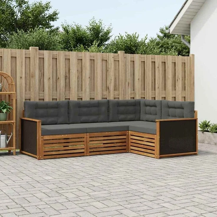 vidaXL Outdoor-Sofagarnitur 4 pcs Natur und Anthrazit 3383285 – Bild 1